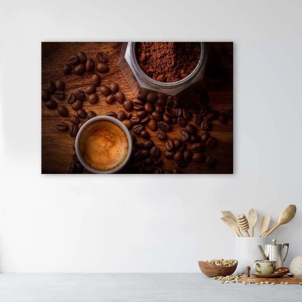 Gario Vászonkép Bögre kávé és bab Méret: 100 x 70 cm