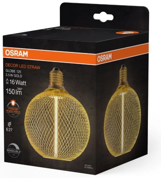 LED Dimmelhető izzó DECOR  FILAMENT G125 E27/3,5W/230V 1800K arany - Osram