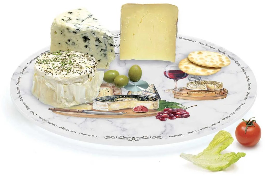 Forgó sajtkínáló üvegtál Les Fromages