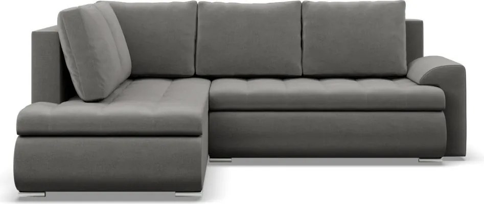 Tokio sarokkanapé, L alakú háttámlával, 2 ágyneműtartóval, bársony, baloldali, világosszürke