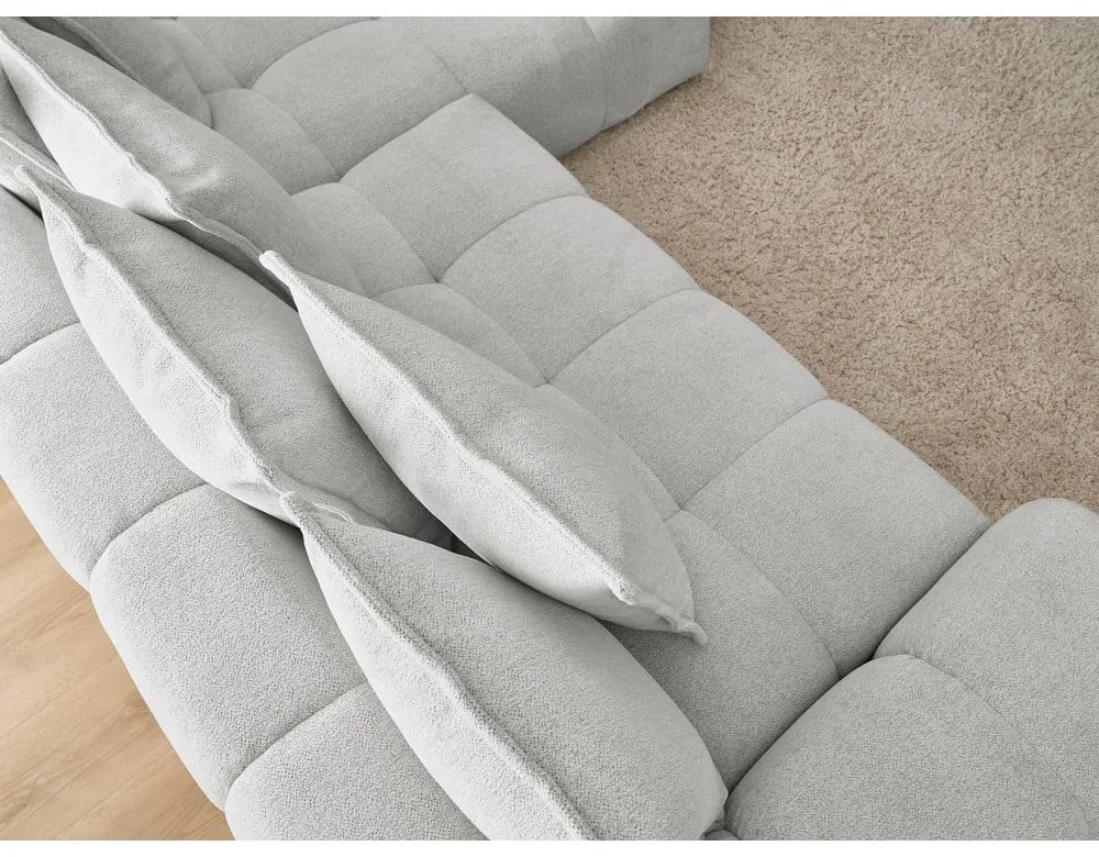 Világosszürke zsenília kinyitható-tárolóhelyes sarokkanapé (jobb oldali-heverő résszel) Everest – Bobochic Paris