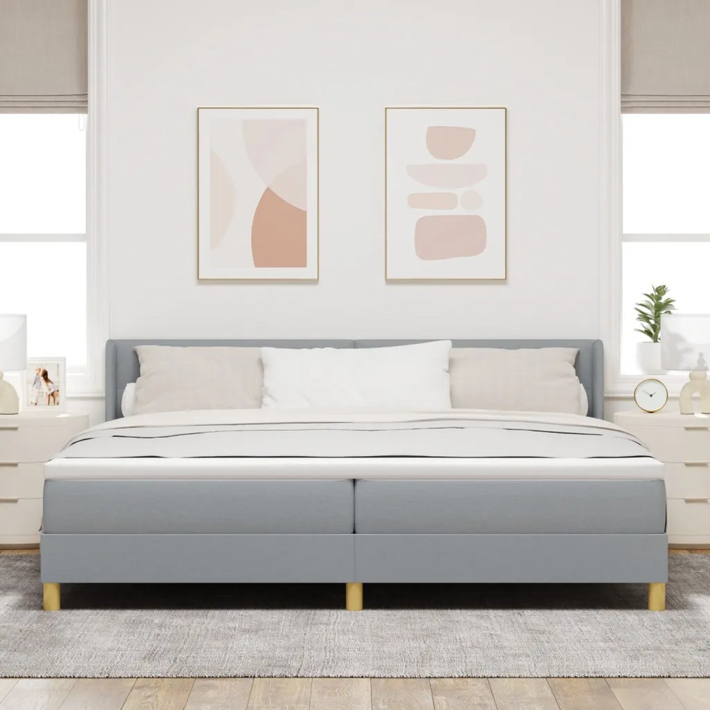 Boxspring Ágy Matracból, világosszürke - 200 x 200 cm Szövet