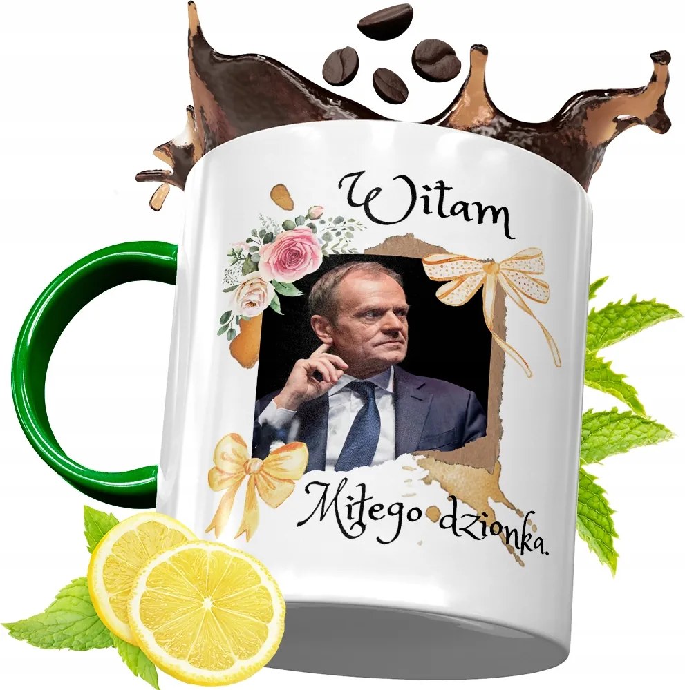 Donald Tusk Zöld Bögre Ajándék Nyomtatott Fotóval