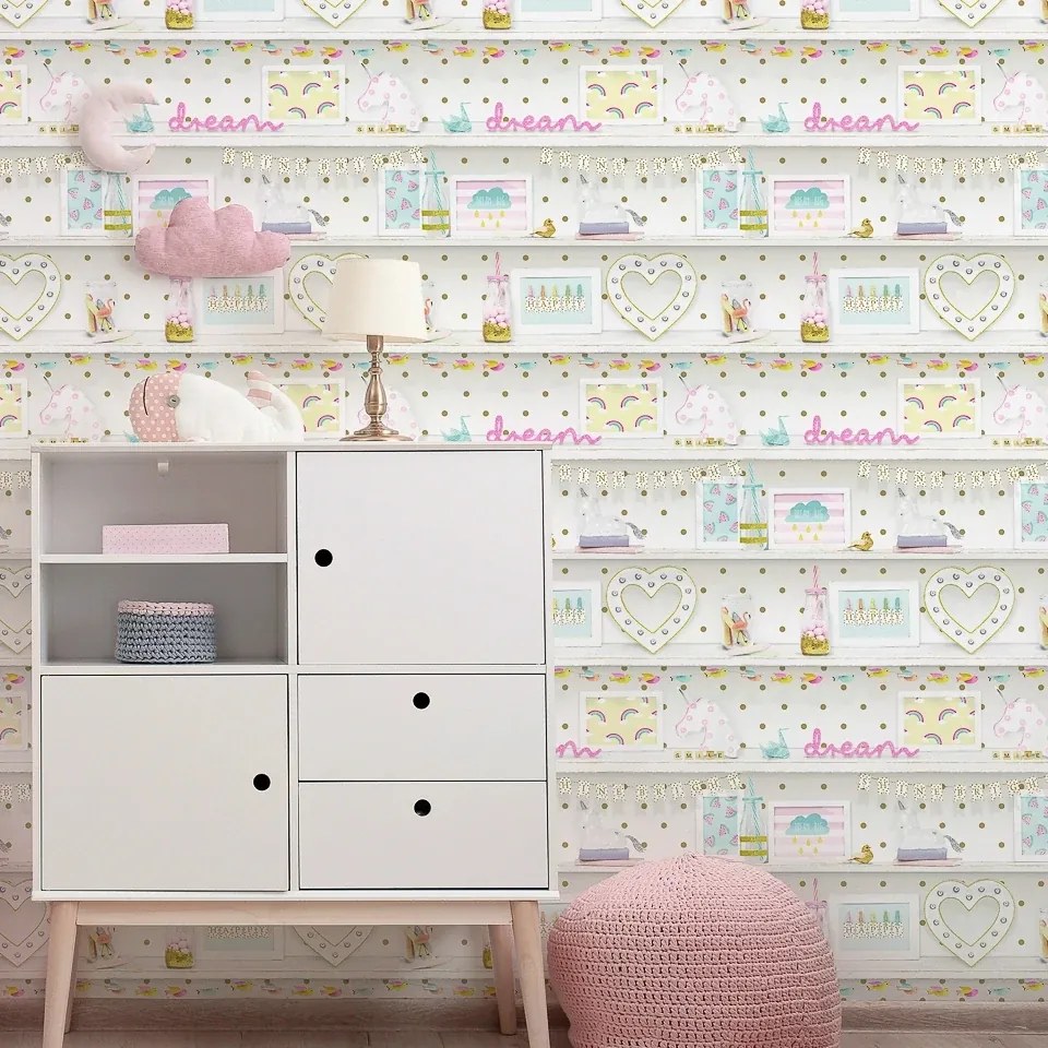 Arthouse Signature 2 Girl’s Life ezüst polcmintás papír tapéta – 696004