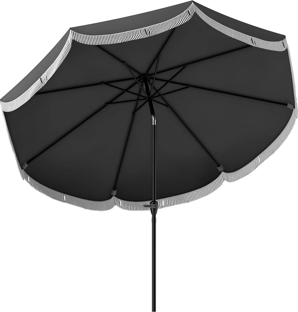 Outsunny 269 cm-es Napernyő, UV 30+ Oktogonalis Erkély Napernyő Tengerparti Napernyő Szélálló Piac Napernyő Forgó Napernyő Napvédő a Tengerpartra, Erk