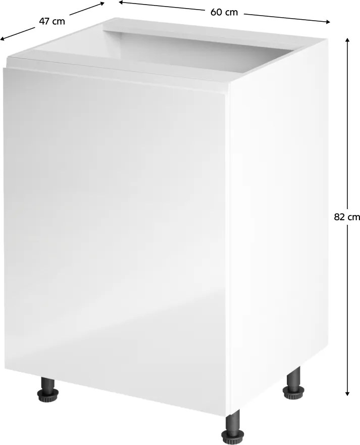 Alsószekrény, fehér/fehér extra magasfényű, balos, AURORA D601F