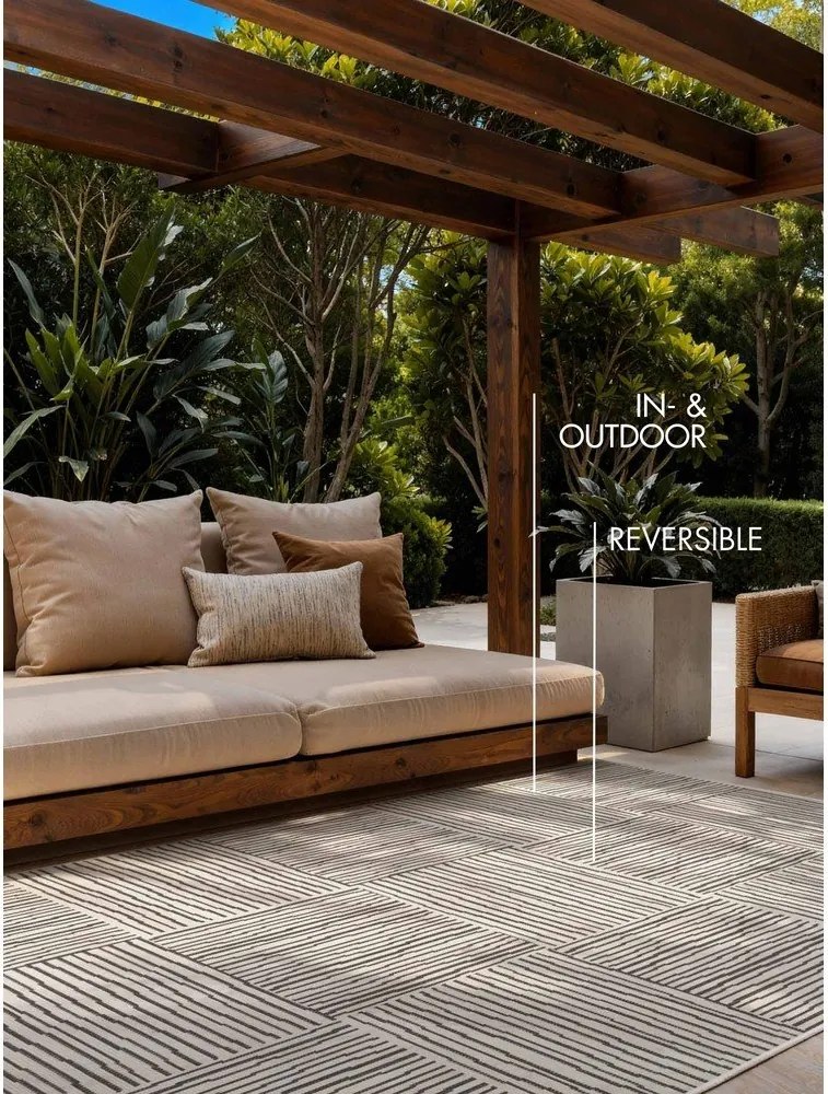 Fekete-krémszínű kültéri-beltéri szőnyeg 160x230 cm Haringey Nightingale – Ted Baker