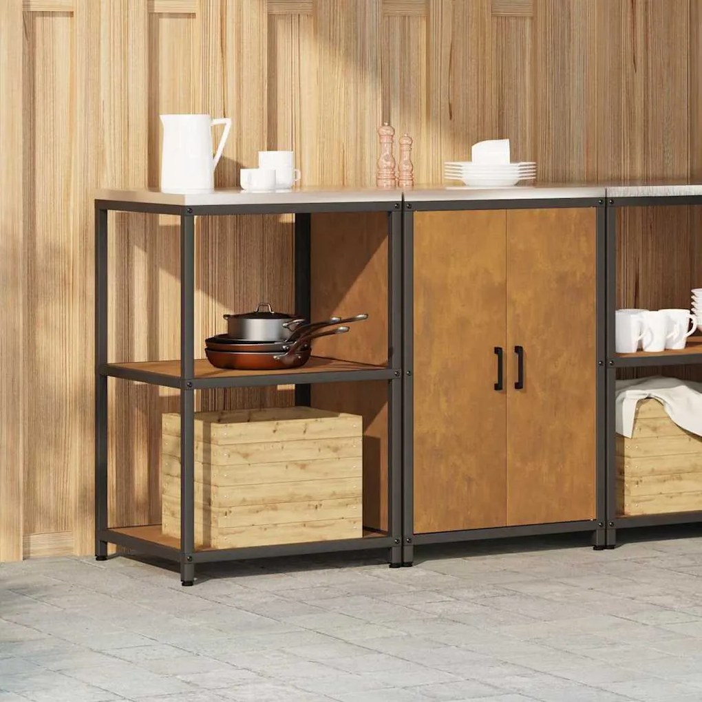 Konyhai Tároló Készlet polcokkal 2 pcs Rozsdás 120 x 50 x 92 cm