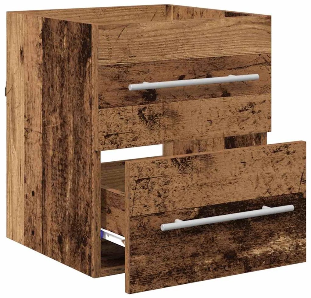 vidaXL Mosdókagyló szekrény fiókkal Öreg fa 38,5 x 41 x 48 cm Faanyag