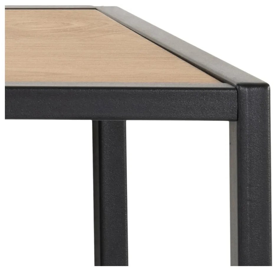 Fekete-natúr színű fali fogas tölgyfa dekorral, polccal Seaford – Actona