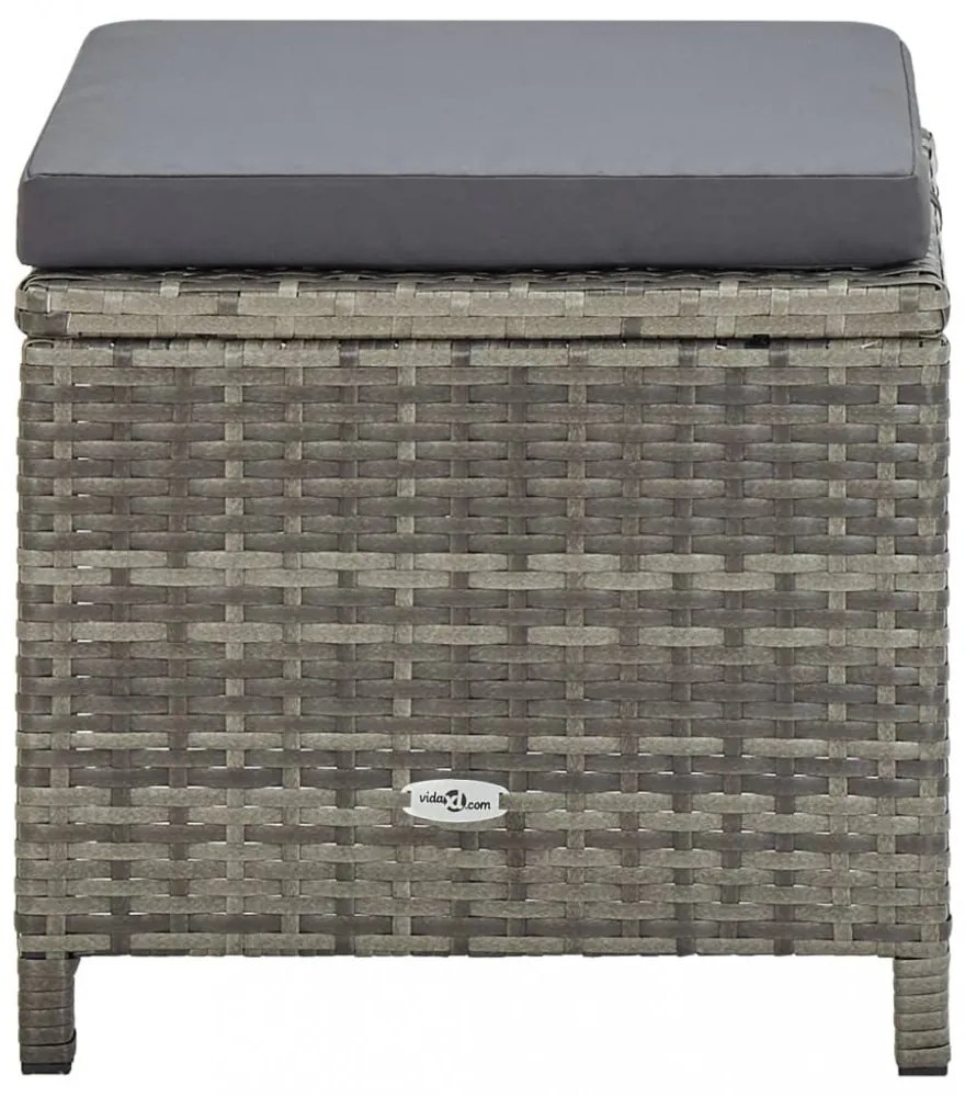 11 részes szürke polyrattan kültéri étkezőszett párnákkal