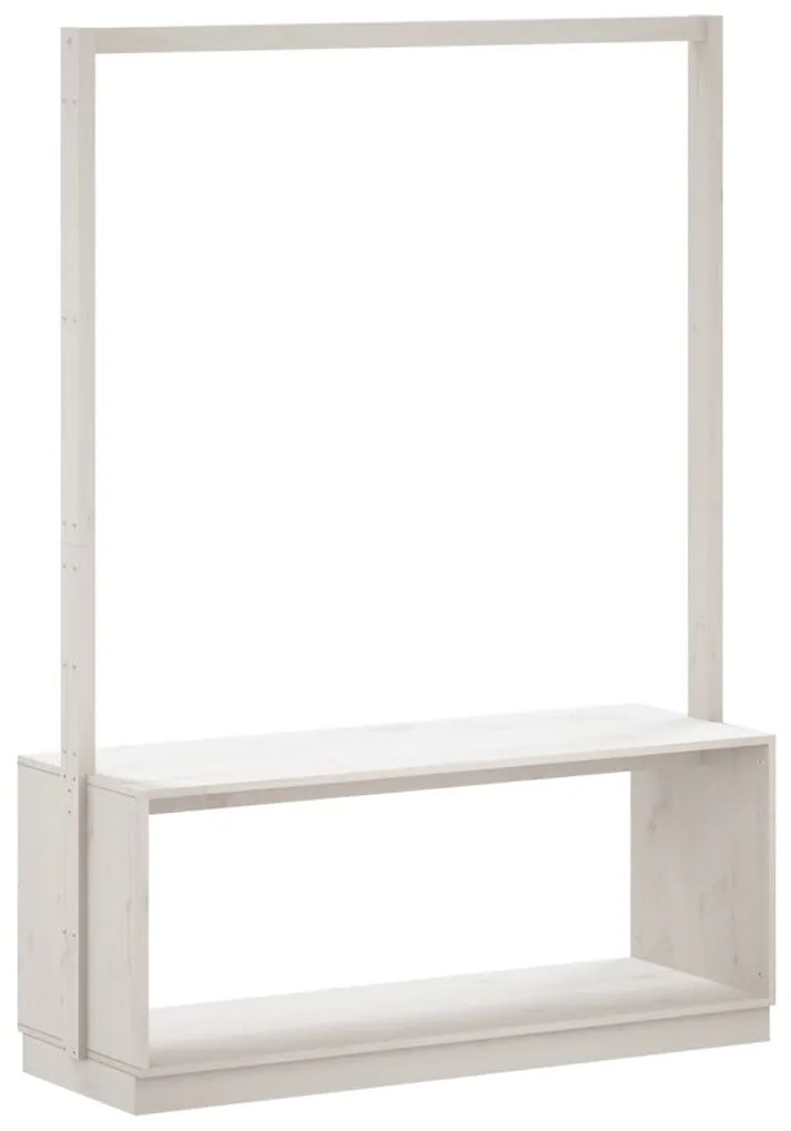 fehér tömör fenyőfa ruhatartó cipőtárolóval 113x40x157,5 cm