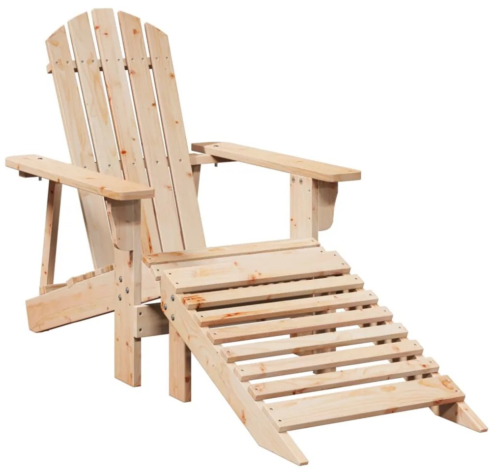 tömör fenyőfa Adirondack szék zsámollyal