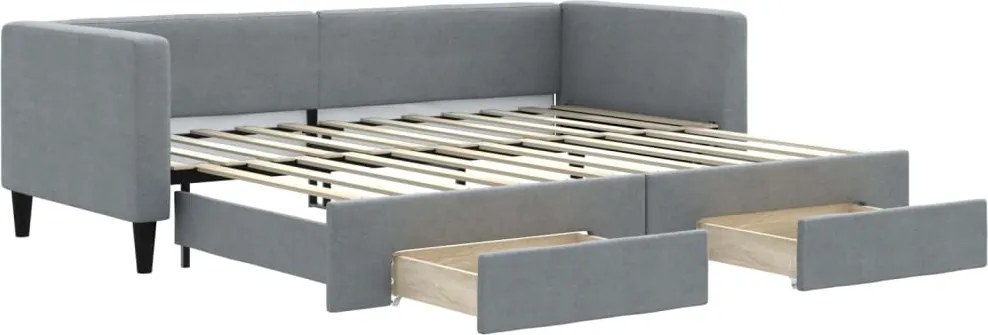vidaXL világosszürke kihúzható szövet heverő fiókokkal 80 x 200 cm