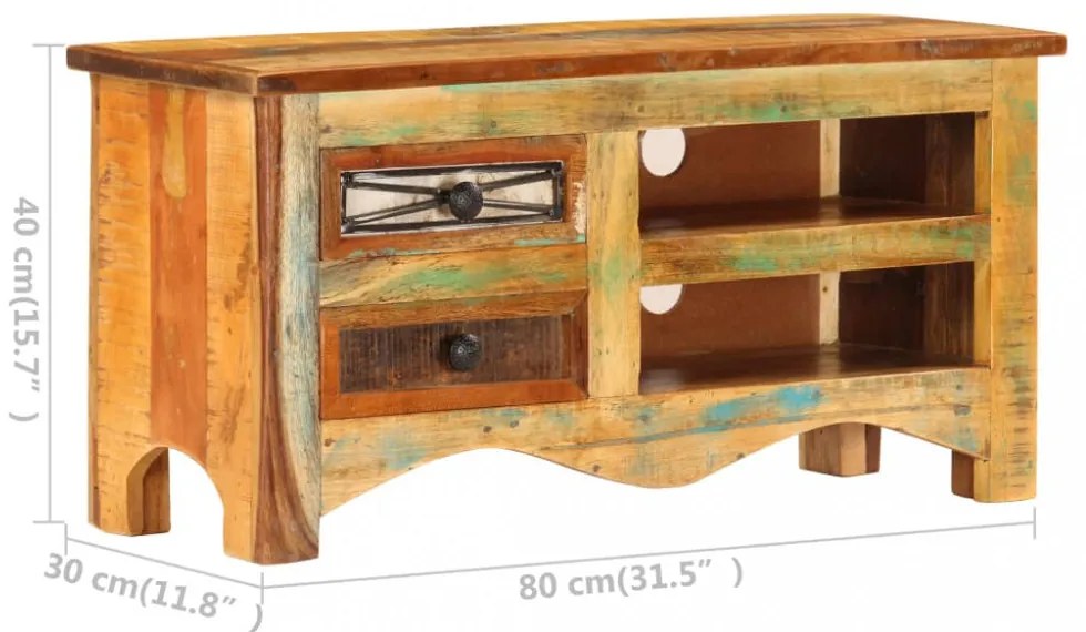 tömör újrahasznosított fa TV-szekrény 80 x 30 x 40 cm