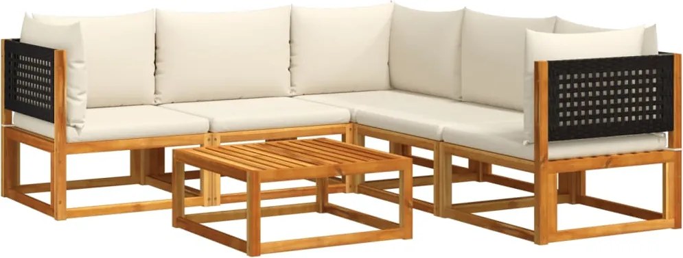 vidaXL 6 darabos akácfa és rattan kerti kanapégarnitúra párnákkal