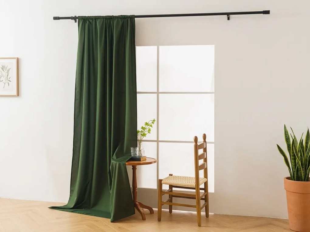 Függöny OXFORD LIGHT 140x250 cm, sötétzöld Felfüggesztés: Hullámos sínszalag