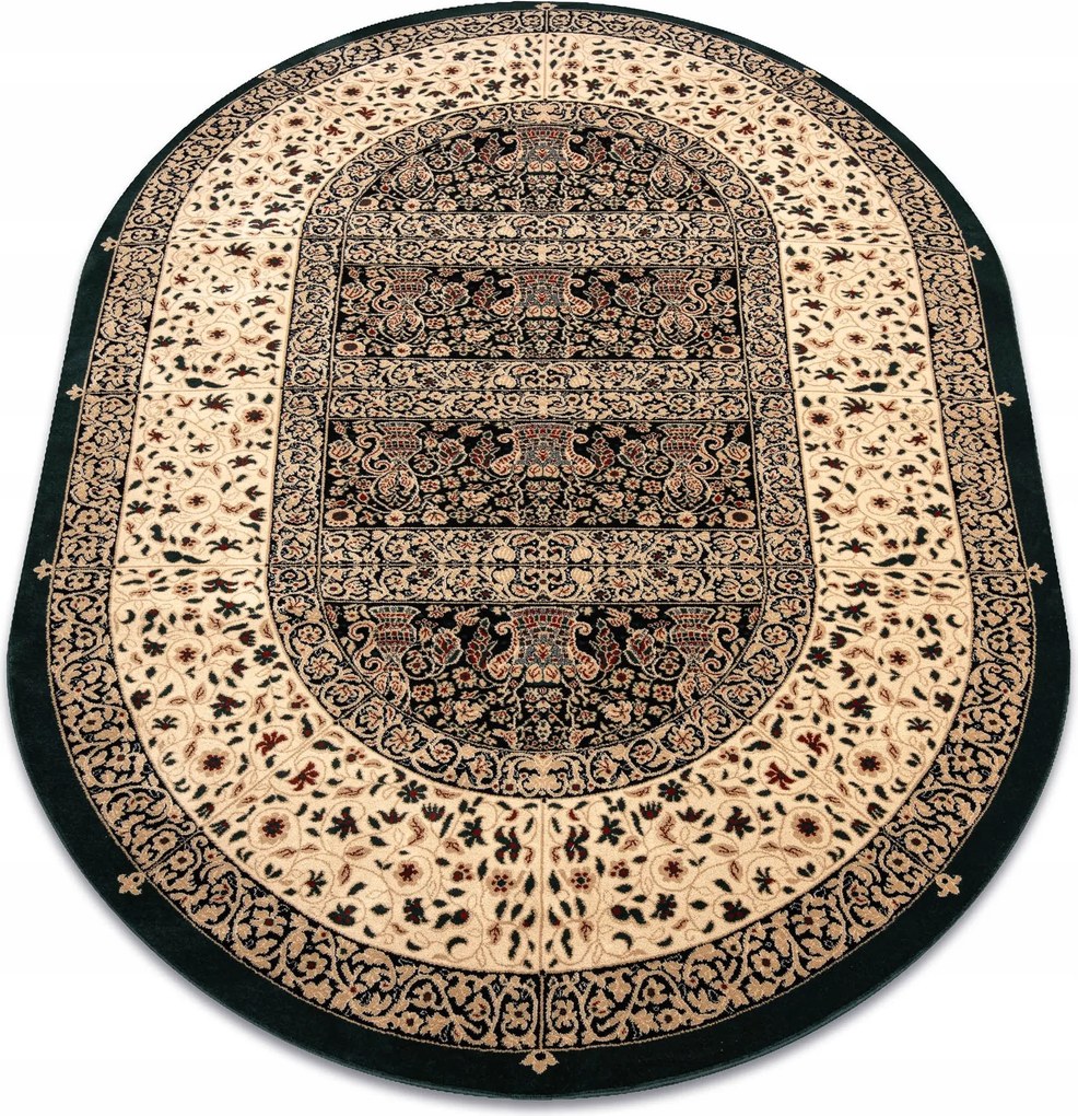 Étkezőszőnyeg Polonia gyapjú ovális Ólomüveg zöld Klasszikus 200x300 cm