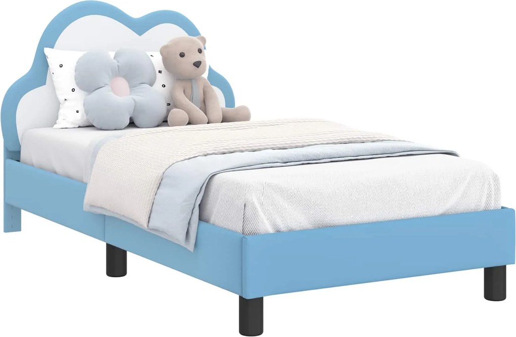 vidaXL Ágykeret fejtámlával Kék 80 x 160 cm PU