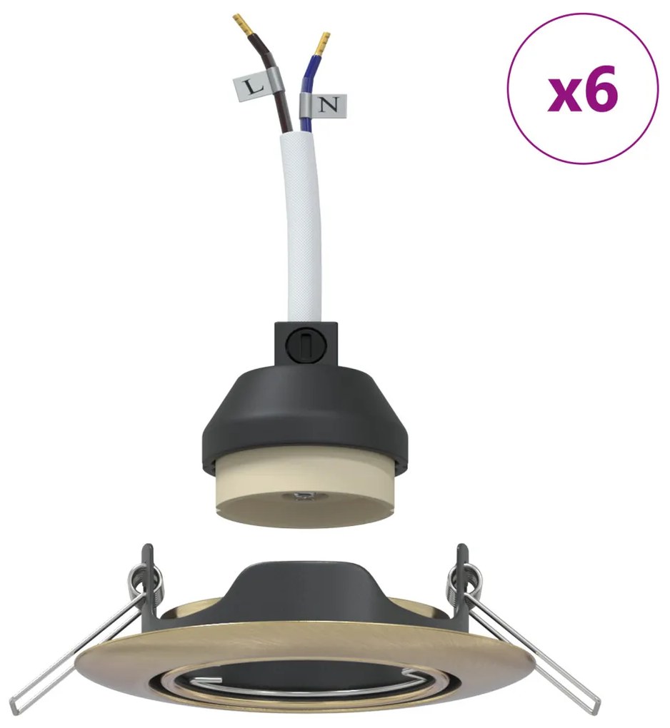 Recesszált Spotlámpák 6 db Kerek GU10 Sárgaréz Ø90 mm Acél