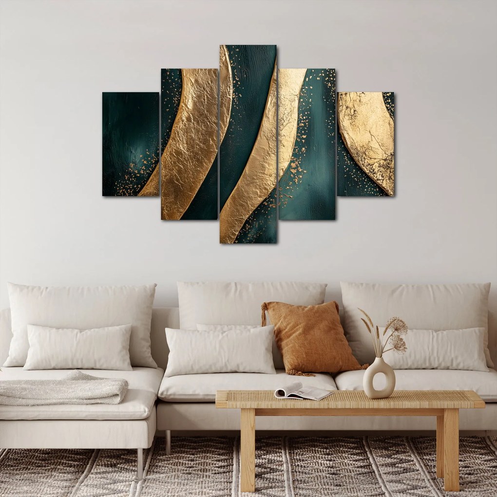 Kép - Zöld absztrakció arannyal I. (150x105 cm)