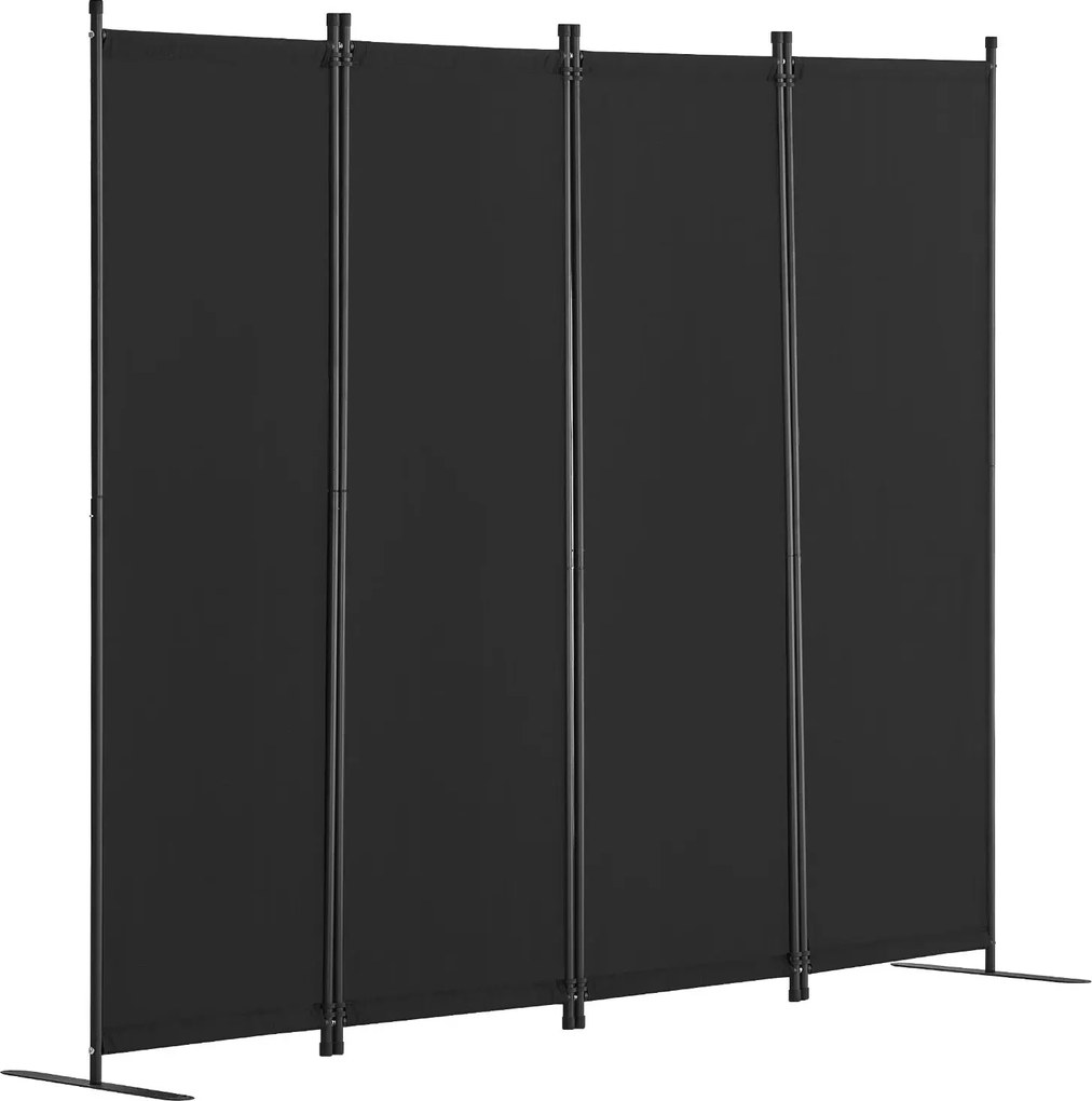 Szobaparaván 4 paneles 228x172cm összecsukható szövet szabadon álló fekete