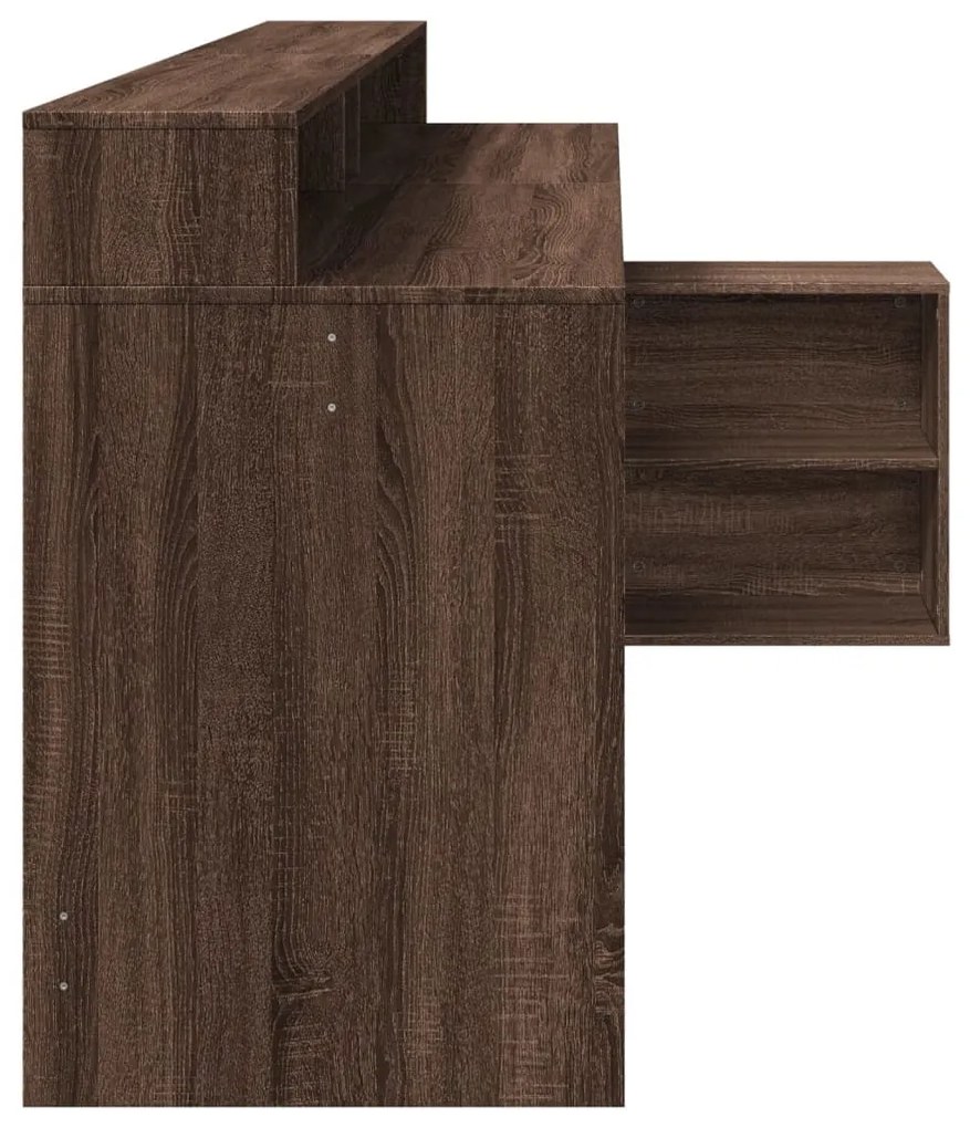 barna tölgy színű szerelt fa íróasztal LED-ekkel 200x104x91 cm