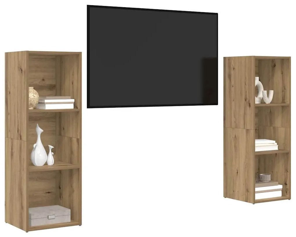 TV szekrény garnitúra 2 pcs kézműves tölgy 107 x 35 x 37 cm