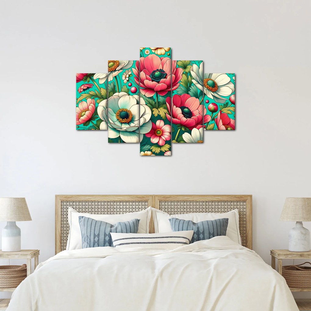 Kép - Virágok kék háttéren (150x105 cm)