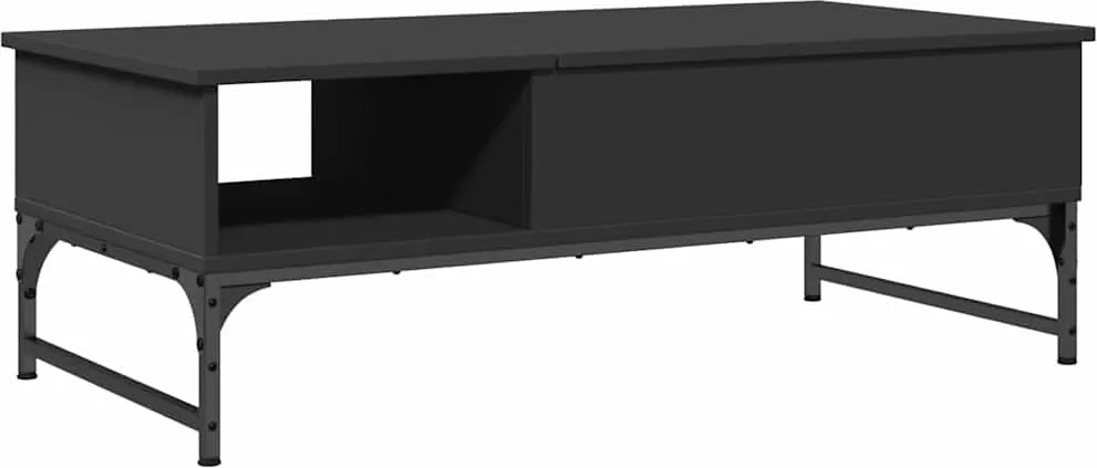 vidaXL fekete szerelt fa és fém dohányzóasztal 100 x 50 x 35 cm