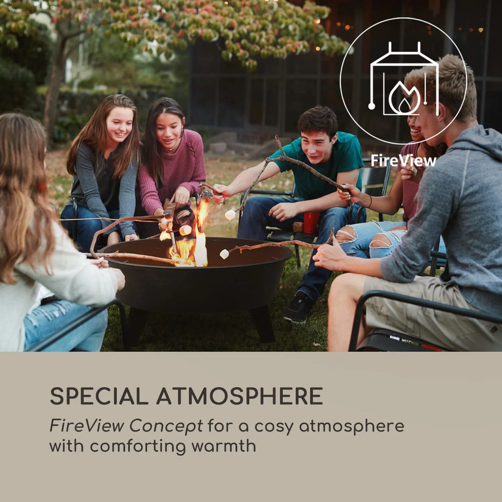 Blumfeldt Nolana, 2 az 1-ben, tűzrakóhely és grill, Ø73cm szikrafogó, Ø64 cm grill, acél, fekete