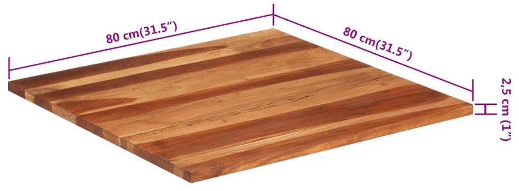 tömör akácfa asztallap 25-27 mm 80 x 80 cm