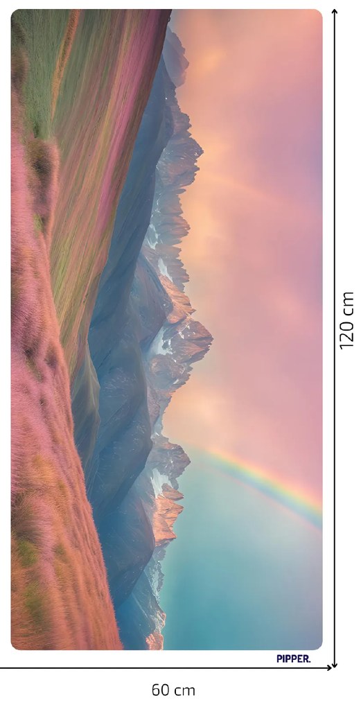 PIPPER. Öntapadós textiltapéta "Sziklás hegyek szivárvánnyal"