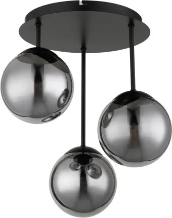 Globo 47441-3S Mennyezeti lámpa, fém matt fekete, füstszínű üveggolyók, ø: 340mm, M: 400mm, 3x E14 LED 25W 230V izzók nélkül