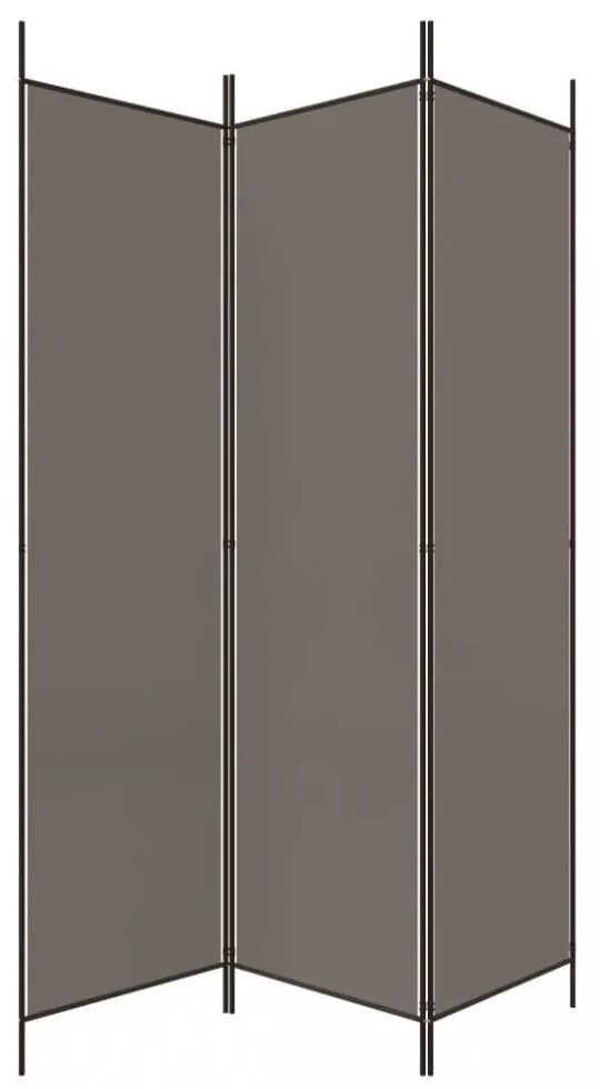 3 paneles antracitszürke szövet térelválasztó 150 x 220 cm