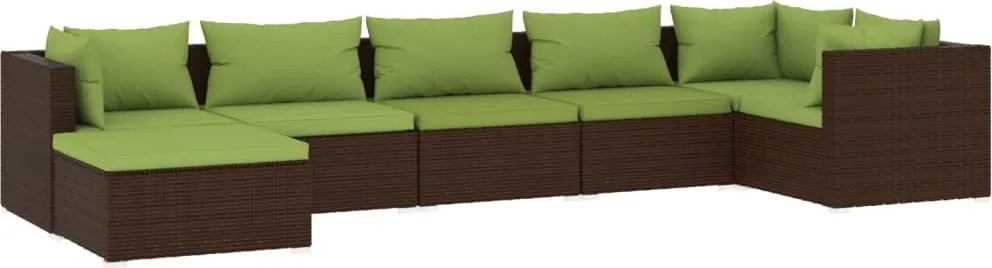vidaXL 7 részes barna polyrattan kerti ülőgarnitúra párnákkal