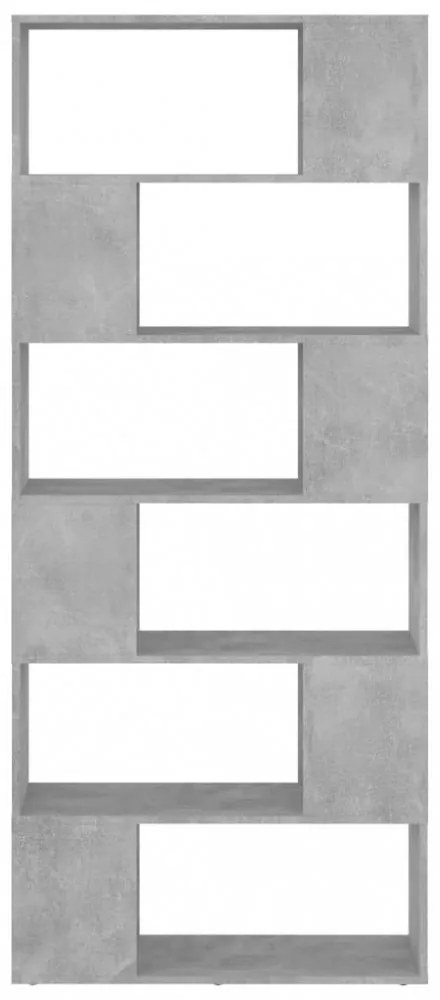 betonszürke térelválasztó könyvszekrény 80 x 24 x 186 cm