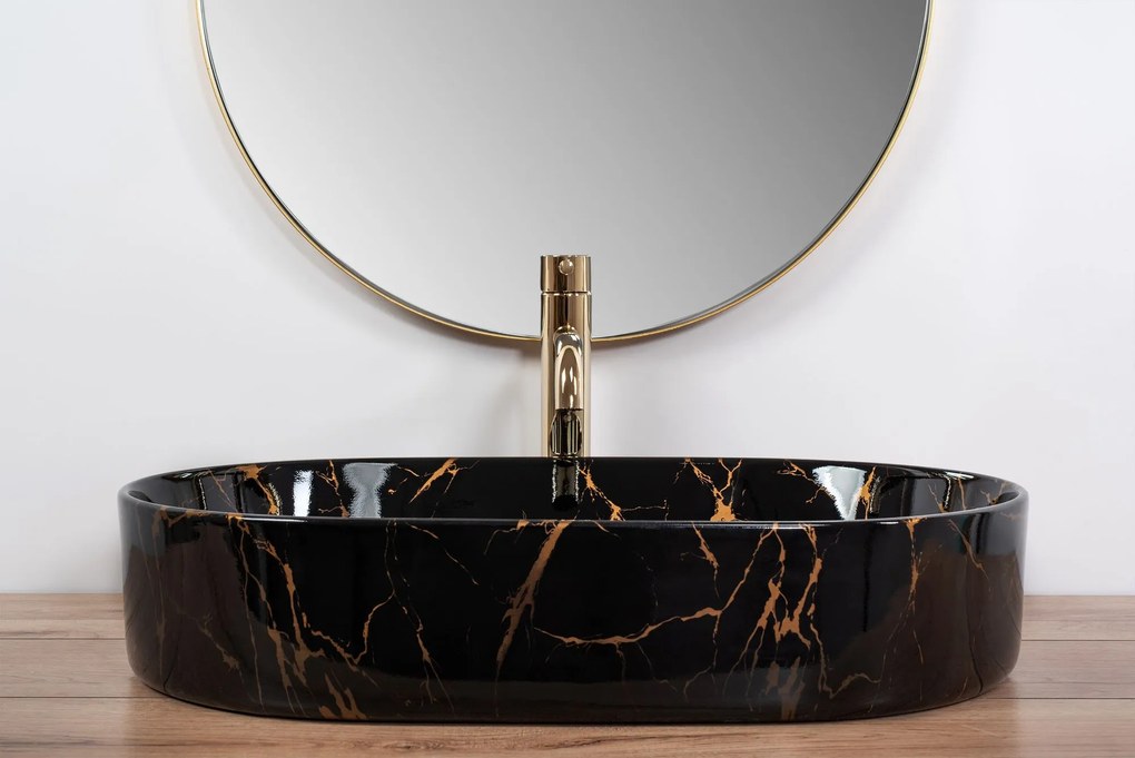 Pultos mosdó Rea Nadia Black Marble Shiny