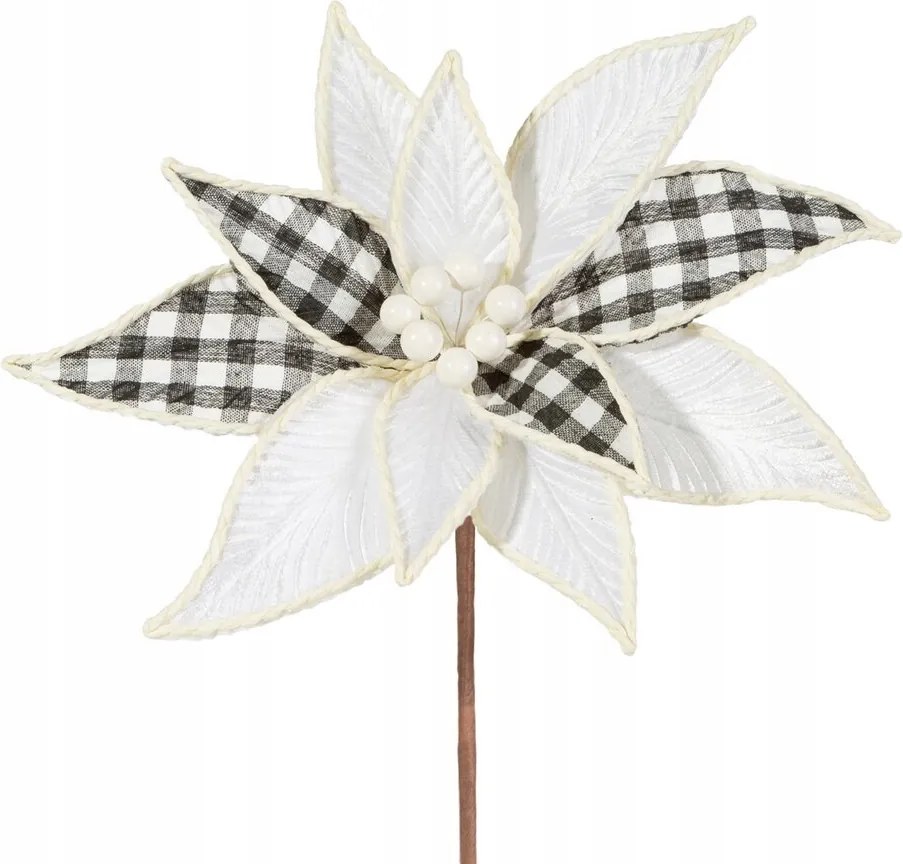 Karácsonyfadísz virág fehér dekoratív nádhoz 30X15 cm Eurofirany