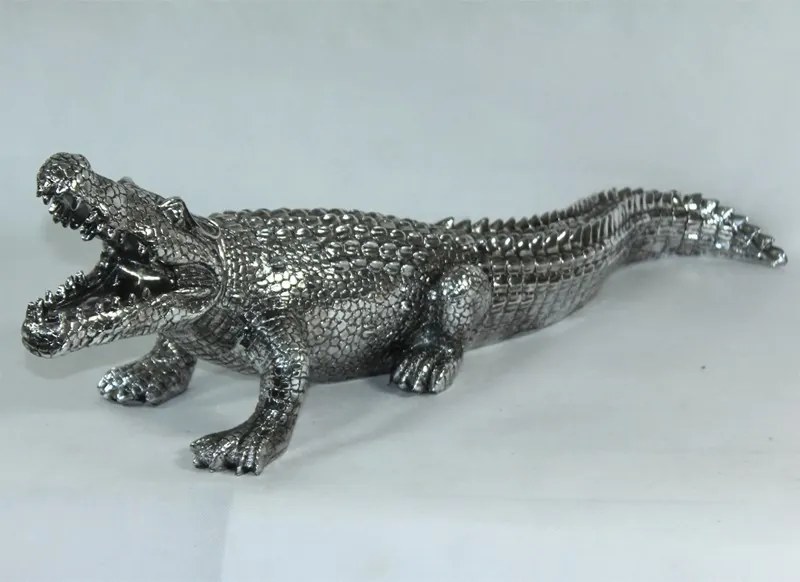 Krokodil figura Műanyag Ezüst 20,5x67x18,5cm