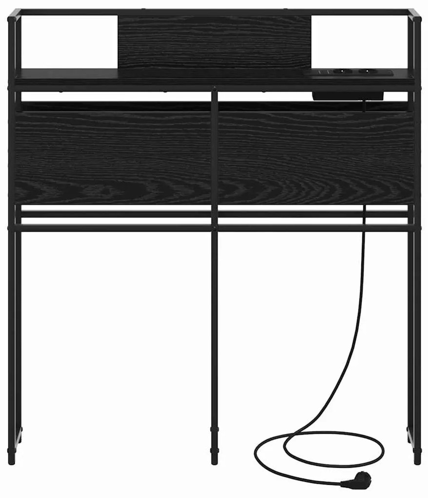 Tároló fejtámla polcokkal fejtámlával Musta tammi 90 cm Faanyag