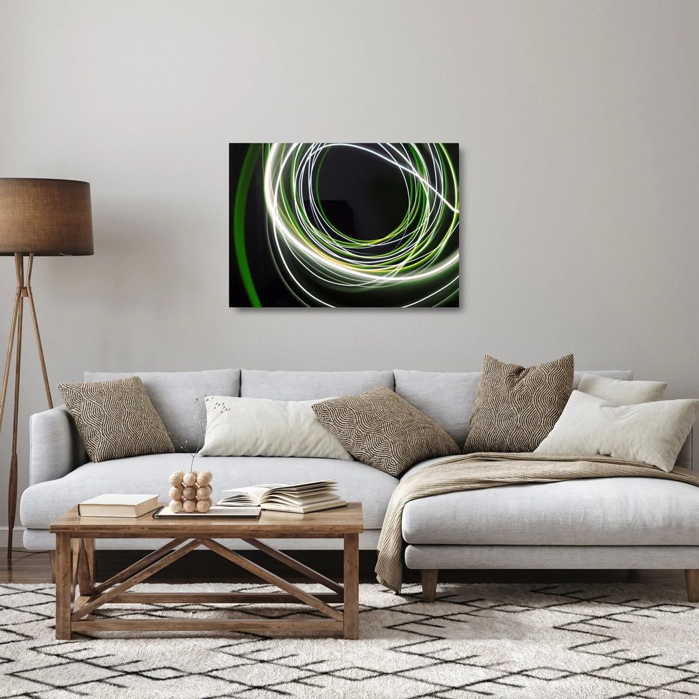 Kép zöld vonalak (üvegen) (70x50 cm)