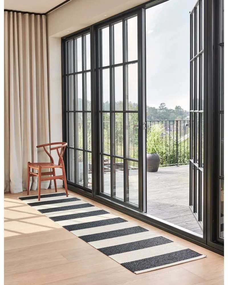 Fekete-fehér kültéri-beltéri futószőnyeg 70x150 cm Bob Black Vanilla – Pappelina