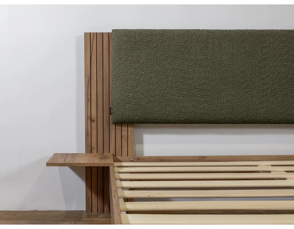 Zöld franciaágy ágyráccsal 140x190 cm Lior – Bobochic Paris