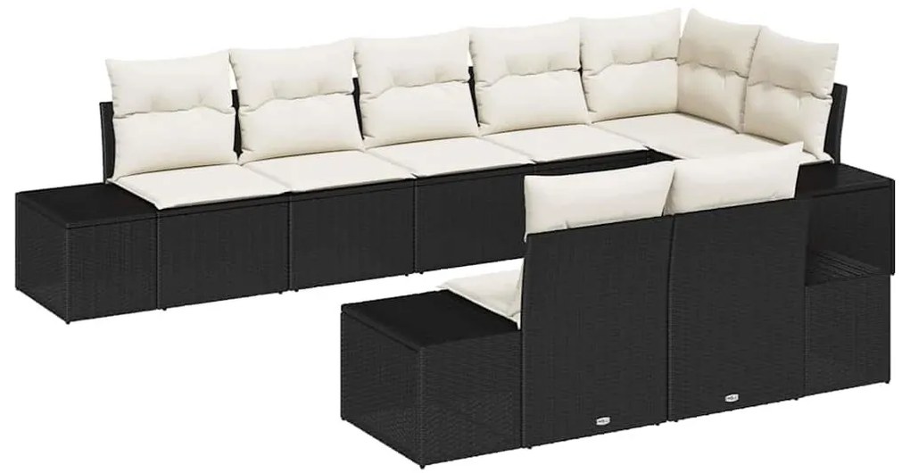 Kerti Kanapé Szett 8 pcs Fekete és krémszínű 319 x 154 x 85 cm