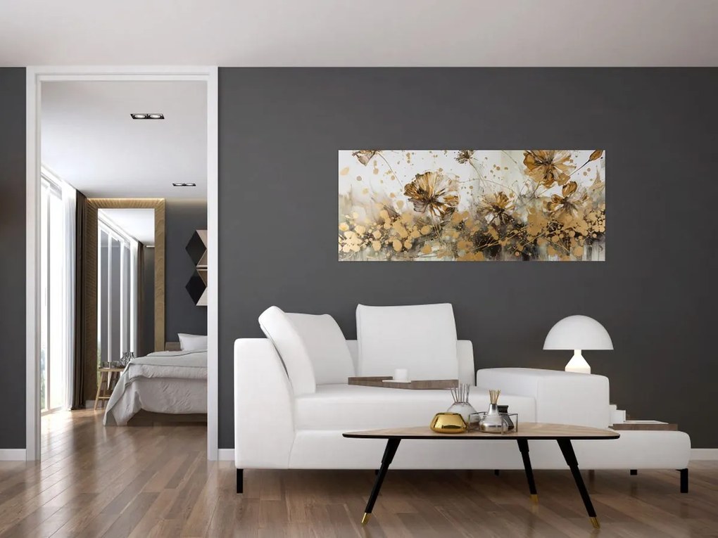 Kép - Absztrakt virágos festmény (120x50 cm)