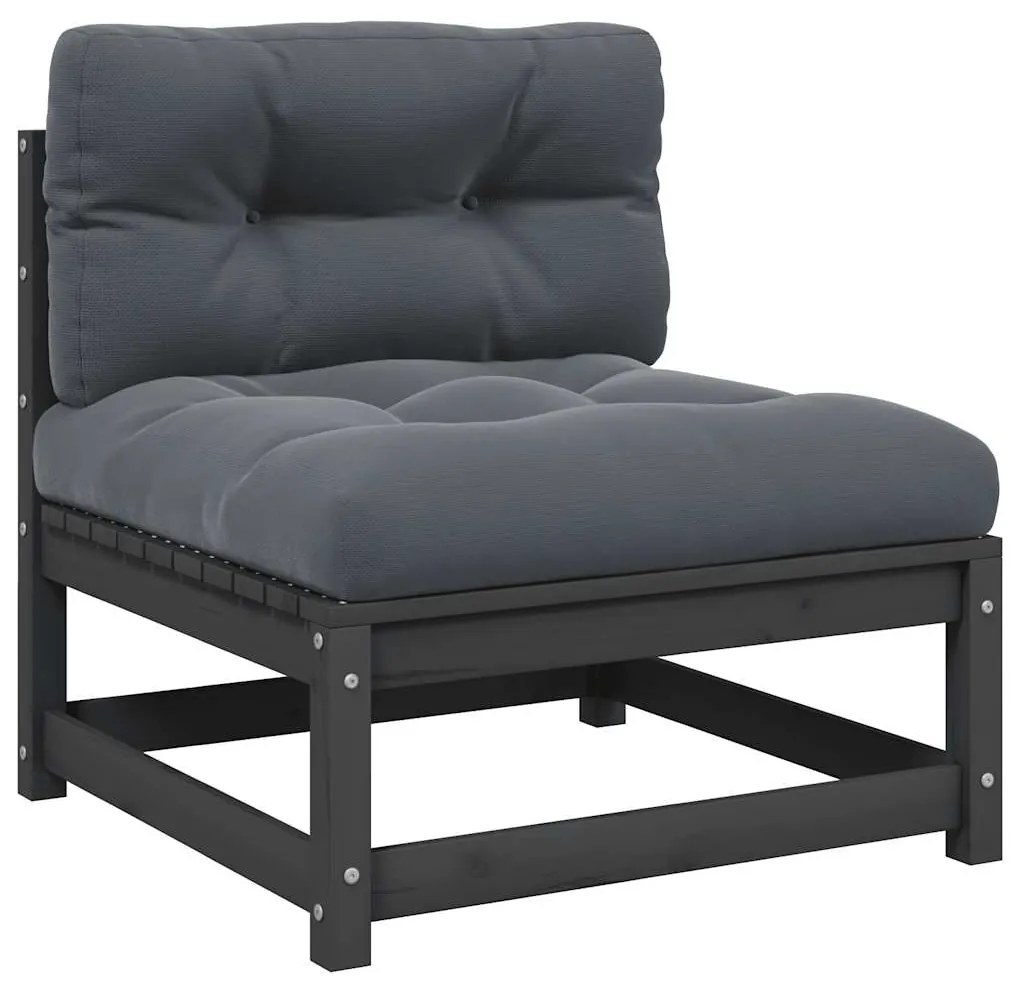 vidaXL tömör akácfa kerti középső kanapé antracitszürke párnákkal