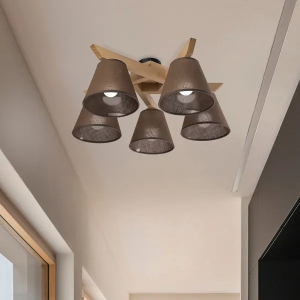 Brilagi - LED  Felületre szerelhető csillár  ANTHONY 5xE14/40W/230V tölgy/barna