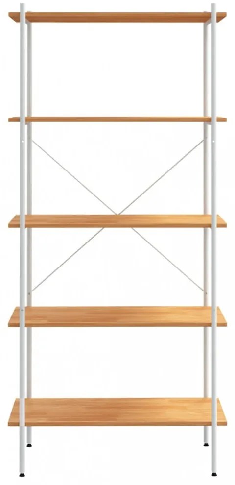 fehér és tölgyfa 5 szintes polcrendszer 80x40x163 cm