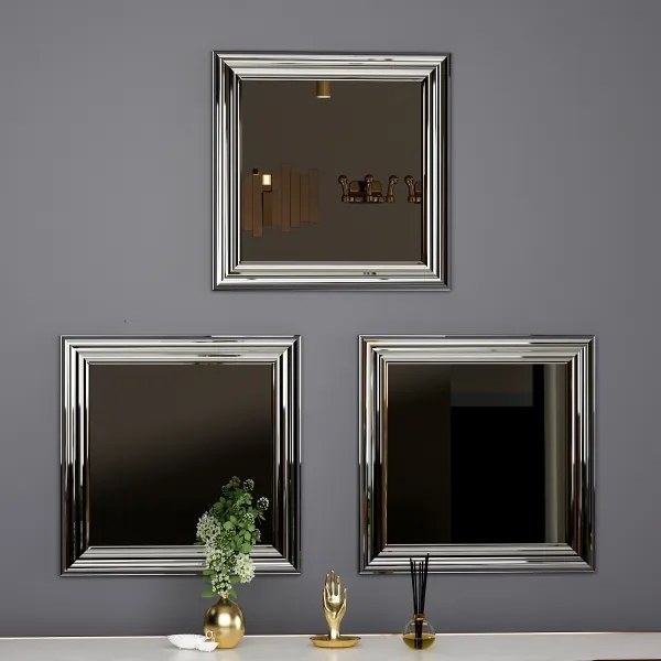 KÉSZLET 3x Fali tükör OTTO 40x40 cm ezüst